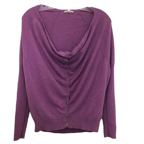 Eileen Fisher Cardigan Sweater Drape Cowl Neck Button Down Organic Cotton Sz PS - Picture 2 of 8